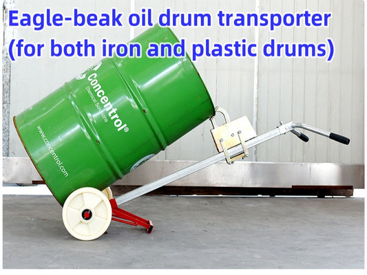 Double rubber wheel eagle beak oil barrel transporter (iron barrel and plastic barrel dual-purpose)