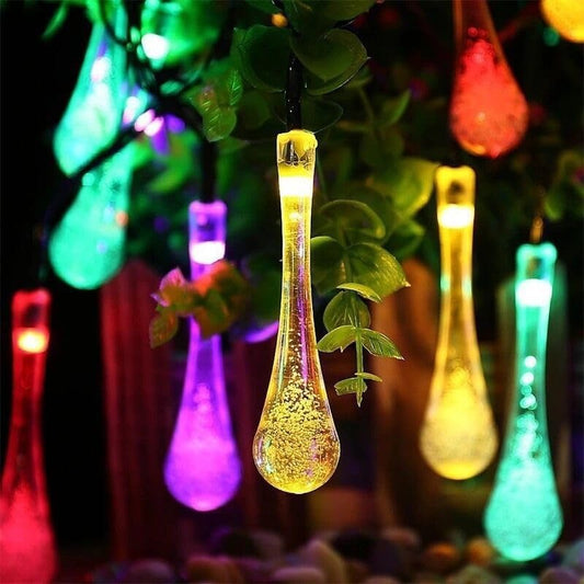 7m 50 LED SolarLights 8 Modes Waterproof Water Drop Solar Fairy String Lights for Garden Night Light Lamps