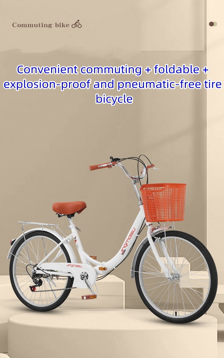 Convenient Travel Variable Speed Folding Puncture-Resistant Pneumatic Tire Bike (24 Inch)