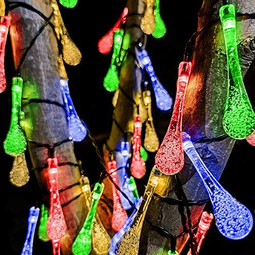 7m 50 LED SolarLights 8 Modes Waterproof Water Drop Solar Fairy String Lights for Garden Night Light Lamps