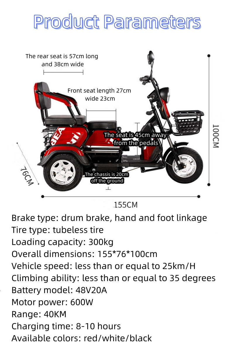 Electric three-wheeled scooter