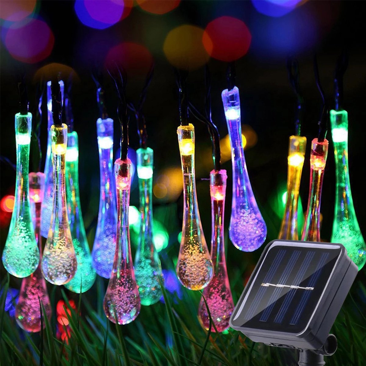 7m 50 LED SolarLights 8 Modes Waterproof Water Drop Solar Fairy String Lights for Garden Night Light Lamps