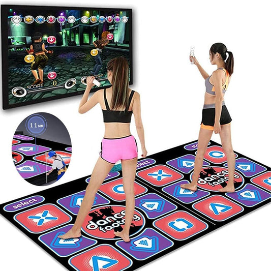 Dance Pad for Kids and Adults Dance Mat with Music Fitness Game 165x90cm/65x35in Double Dancing Carpet Plug and Play with Wireless Handle