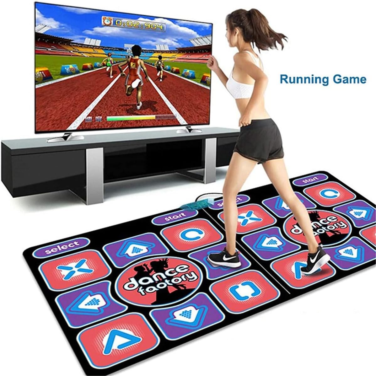 Dance Pad for Kids and Adults Dance Mat with Music Fitness Game 165x90cm/65x35in Double Dancing Carpet Plug and Play with Wireless Handle